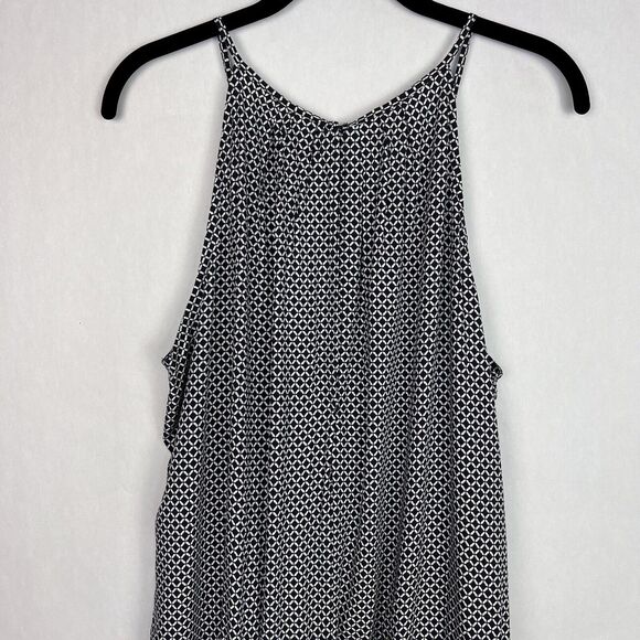 Gap Geo Print Romper Womens L Blue Drop Waist Sleeveless Lounge Flowy Jumpsuit - Picture 4 of 14